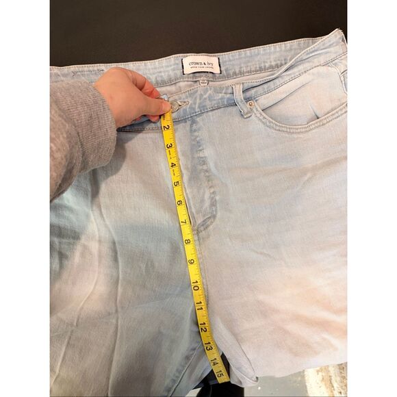 CROWN & IVY • Light Wash Cotton Spandex Blend High Waist Bootcut Denim Blue Jean - Picture 11 of 12